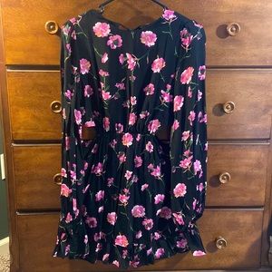 Forever 21 long sleeve v back floral dress with cutouts